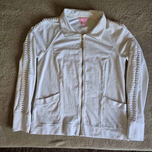 Lily Pulitzer Brigantine White Gold Glitter Stripe Pineapple Jacket size small - Picture 4 of 16